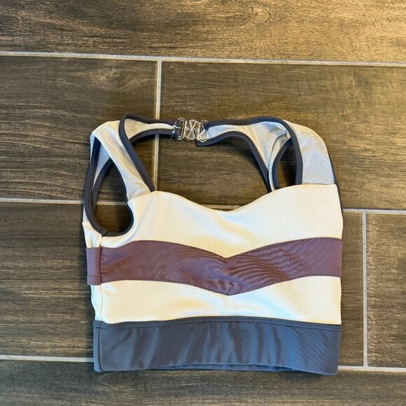 Tiger Friday Sport Bra Dance Top - Gray, White, Purple - Child Large - Picture 1 of 3